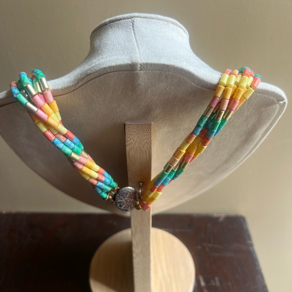 Vintage Multicolor Beaded Necklace - Picture 5 of 6